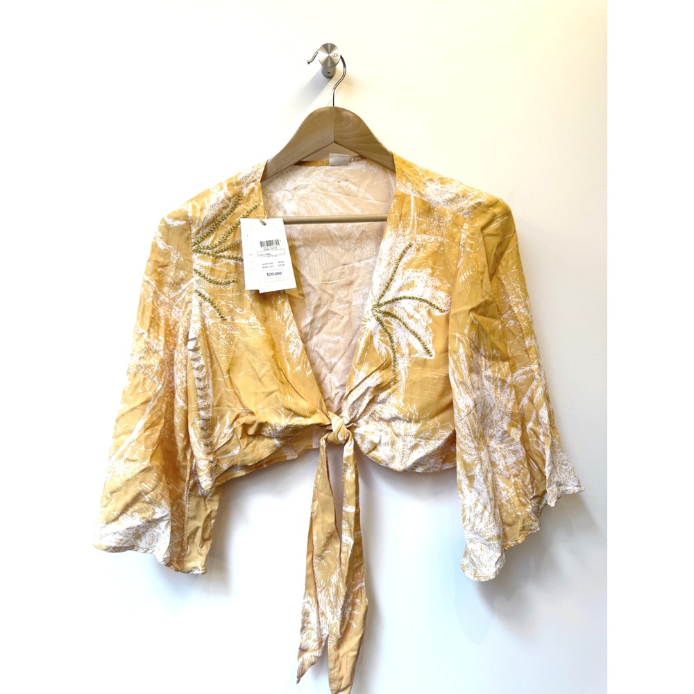 Maaji Palm Springs Golden Crop Top NWT Reversible Tie Front Resort Vacation Size